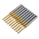 Drillpro 10pcs 2.4mm Carbide End Mill Cutter Titanium Coated Engraving Milling Cutter