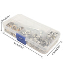62Pcs Stainless Steel Press Studs Screw Bases Snap Fasteners Kit for Leather