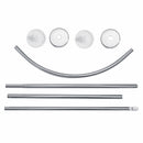 Punch-free Shower Bath Curtain Rod Telescopic Curved Pole Rod Spring w/ 12 Hooks