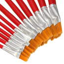 1 Set Red Rod Nylon Hair Painting Brush 6/12pcs Per Set For Oil Painting Flat Hair Brush Students Art Painting Stationery Washable Painting Pens