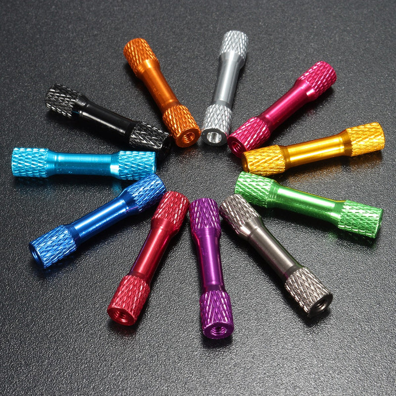 Suleve M3AR3 10Pcs M3 35mm Knurled Standoff Aluminum Alloy Multicolor
