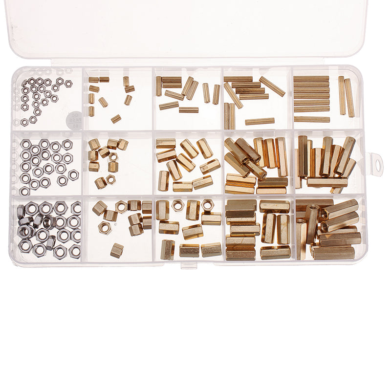 Suleve MXBH1 360Pcs M2/M3/M4 Male-Female Female-Female Knurled Brass Round Thread Hex Column Standoff Support Spacer Pillar for PCB Board