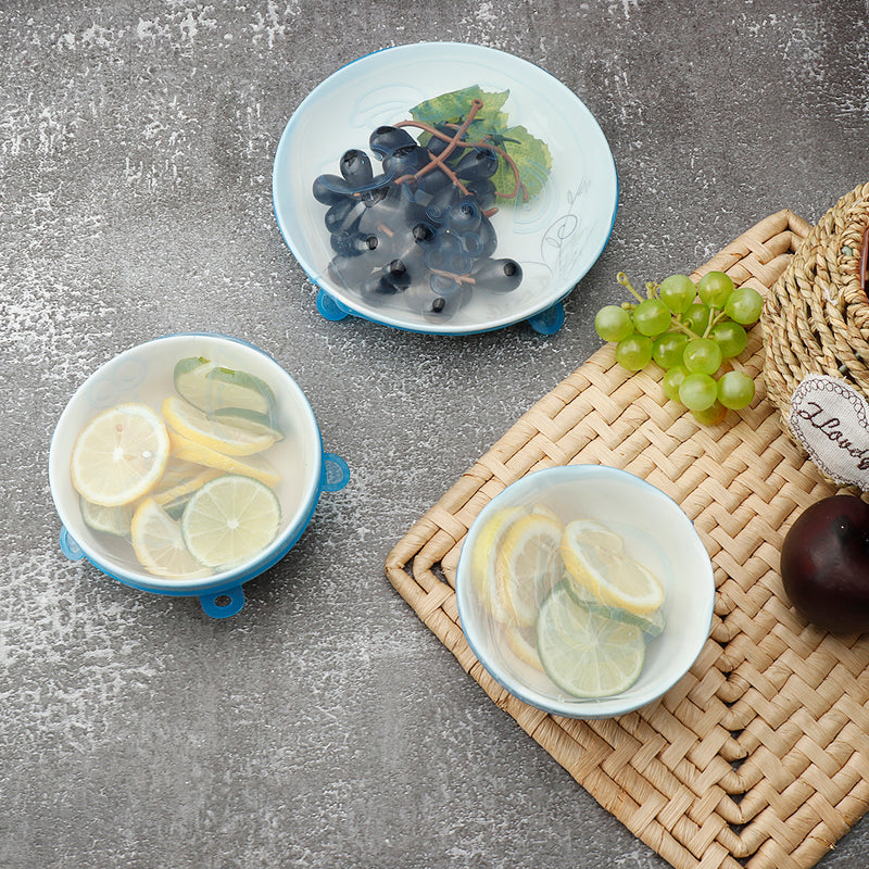 6Pcs Food Silicone Stretch Kitchen Storage Container Bowl Cover Fresh Keeping Vacuum Sealed Lid