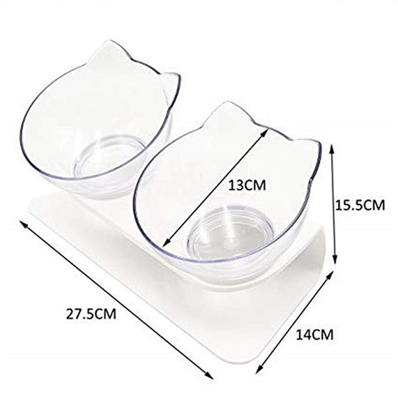 1/2 PCS Bowl Oblique Mouth Double Bowl Drinking Food Bowl Neck-protection Pet Bowl
