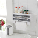 Kitchen Wrap Film Storage Rack with Cutter Aluminum Foil Barbecue Paper Rack Towel Rack Towel Kitchen Storage Rack