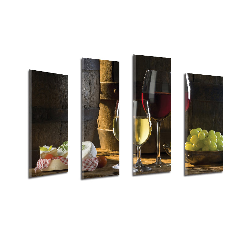 Miico Hand Painted Four Combination Decorative Paintings Red W-ine Wall Art For Home Decoration