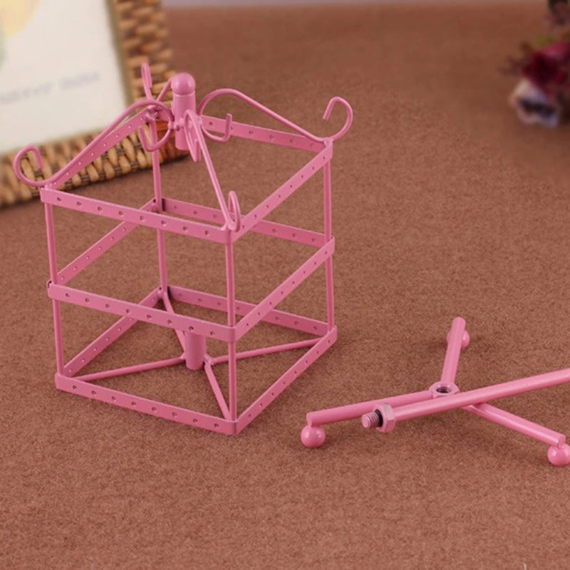 96 Holes Iron Rotating Earring Stand Ring Display Square Jewelry Rack Holder