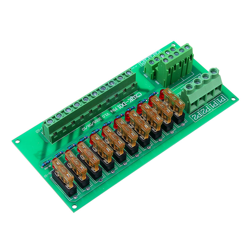 AC/DC 5 To 32V DIN Rail Mount 10 Position Power Distribution Fuse Holder Module Board