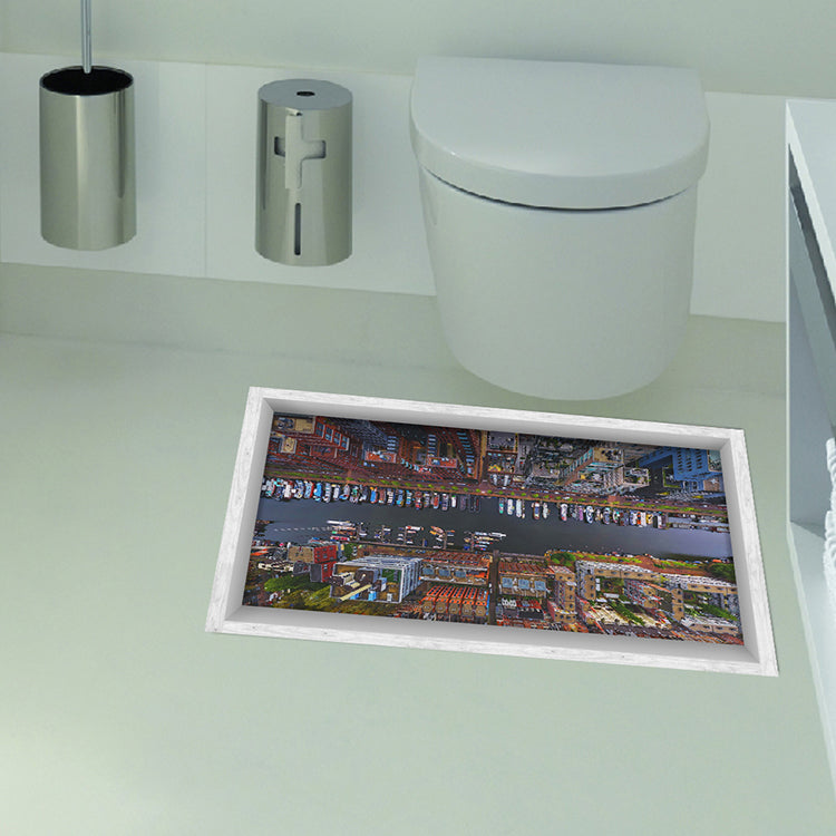 PAG 3D Anti Slip Bathroom City Street Pattern Waterproof Floor Sticker Washable Shower Kitchen Decor