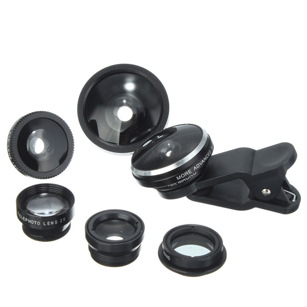 Universal 8in1 Clip On Camera Lens Kit Fisheye +Wide Angle +Macro for Cell Phone