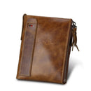 IPRee Men's Vintage RFID Blocking Wallet Genuine Leather ID Card Holder Coin Pocket Purse