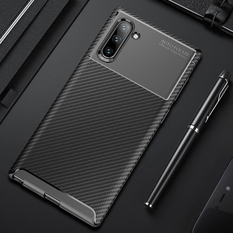Bakeey Protective Case For Samsung Galaxy Note 10 Slim Carbon Fiber Fingerprint Resistant Soft TPU Back Cover