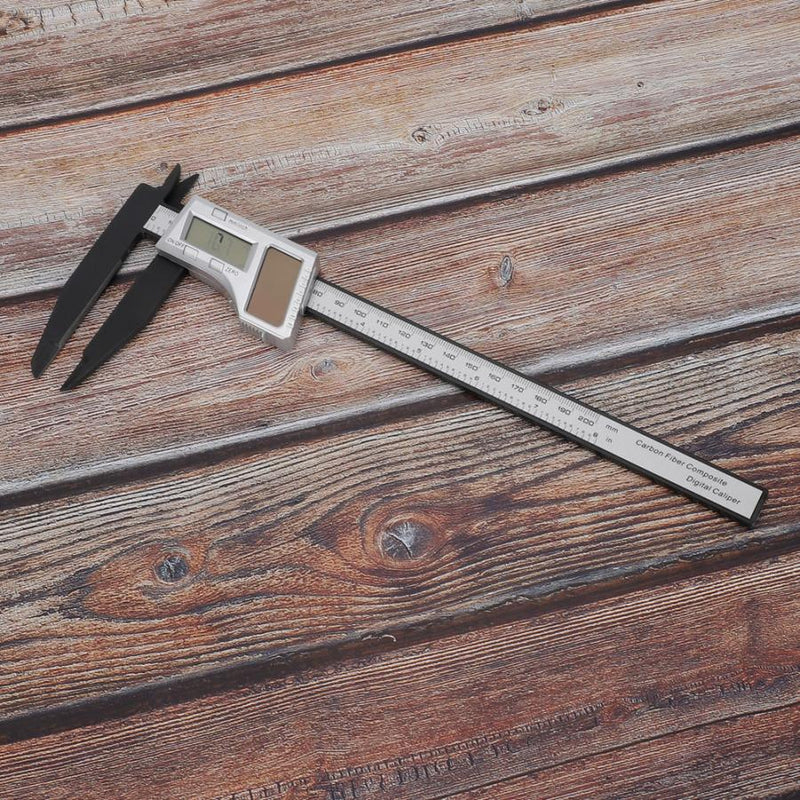 200mm Digital Ruler Digital Caliper Solar Power Carbon Fiber Ruler with 75mm Long Jaw Measuring Tool