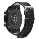 22mm Red Thread Single Leather Strap Watch Band for Huawei Watch GT Active Elegant