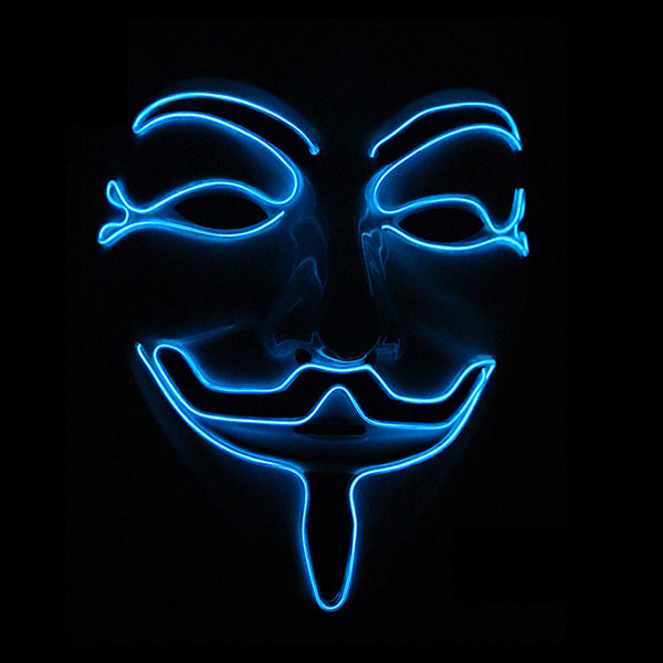 Halloween V-Vendetta Mask LED Luminous Flashing Face Mask Party Masks Light Up Dance Halloween Cospl