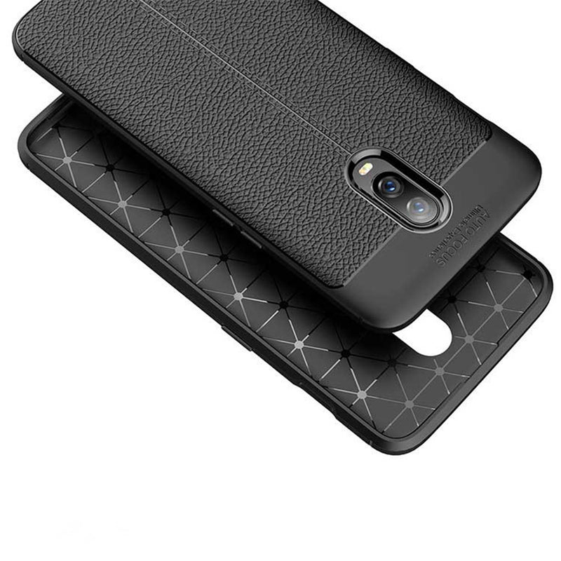 Bakeey Litchi Pattern Shockproof Soft TPU Back Cover Protective Case for OnePlus 6T