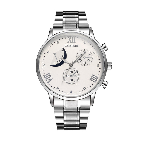 Full Steel Men Wrist Watch Business Style Decorative Dials Stainless Steel Quartz Watches