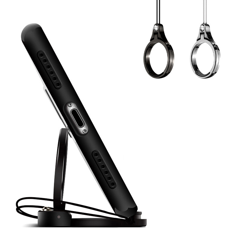 Bakeey Universal 2 In 1 Phone Ring Holder & Phone Holder Lanyard Finger Buckle Cell Phone Grip Strap Metal Stand For All Smartphone