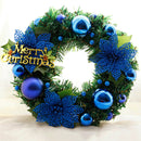 30cm Christmas Wreath Dense Pine Needles Merry Christmas Letters Rattan Door Wreath Decorations