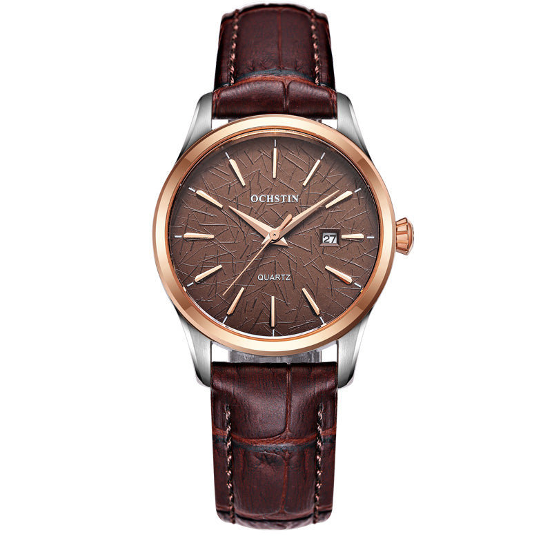 OCHSTIN LQ022-A Casual Style Female Wrist Watch Waterproof Leather Band Quartz Movement Watch