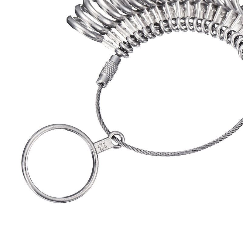 Silver Zinc Alloy Ring Sizer Mandrel Stick Finger Gauge Measure Jewelry Tools Kit