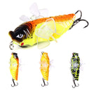 HENGJIA 1PCS Cicada-shaped Fishing Lure Rotating Tail Popper Topwater Swim Crankbait Artificial Hard Bait