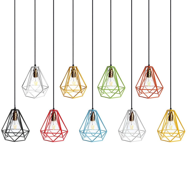 Loft Industrial Metal Frame Ceiling Pendant Hanging Light Lampshade Cage Fixture