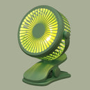 USB Charging Mini Electric Clip Table Fan 720 Degree Rotating 3 Gear Speeds Silent Cooling Fan with LED Night Light