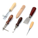 6pcs Wood Handle Leather Craft Tool Kit Leather Hand Sewing Tool Punch Cutter DIY Set