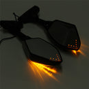 Motorcycle Rearview Mirrors With LED Turn Signal Light For KAWASAKI NINJA 650R 500R 250R 636