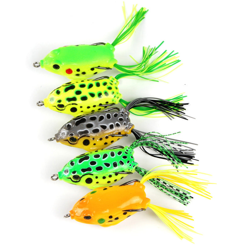 5Pcs/Set 14g 11cm Plastic Soft Dual Hook Frog Lure Artificial Topwater Wobbler Fishing Lure