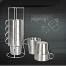 4 PCS Outdoor Portable Picnic Cups Stainless Steel Drinking Mugs Anti-Hot Tea Coffee Cup Set