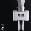 Automatic Toothpaste Squeezer Dispenser 5 Toothbrush Holder Wall Mount Stand Set Bathroom