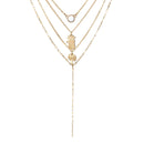 Boehmian Multilayer Gold Necklace Pineapple Coconut Tree Tassels Pendant Necklace for Women