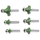 Drillpro 6Pcs 8mm Shank Router Bit Round Chamfer Edge Forming Router Bit Woodworking Cutter