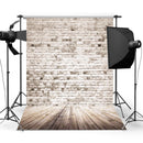 5x7FT Retro White Grey Brick Wall Wood Photography Background Valentine Backdrop Decorations