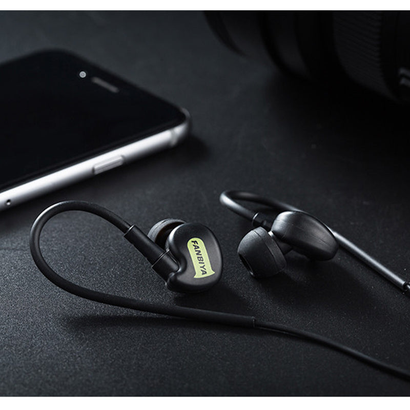 Fanbiya 3.5mm Wired Control Earphone Bass Stereo Sports Headphone Earbuds with Mic