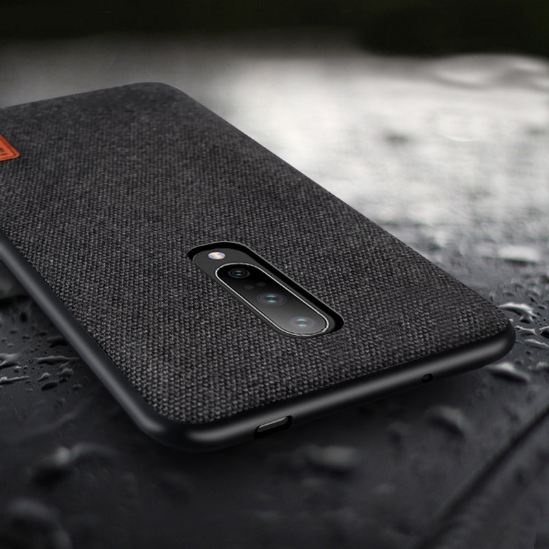 Bakeey Luxury Fabric Splice Soft Silicone Edge Shockproof Protective Case For OnePlus 7 Pro