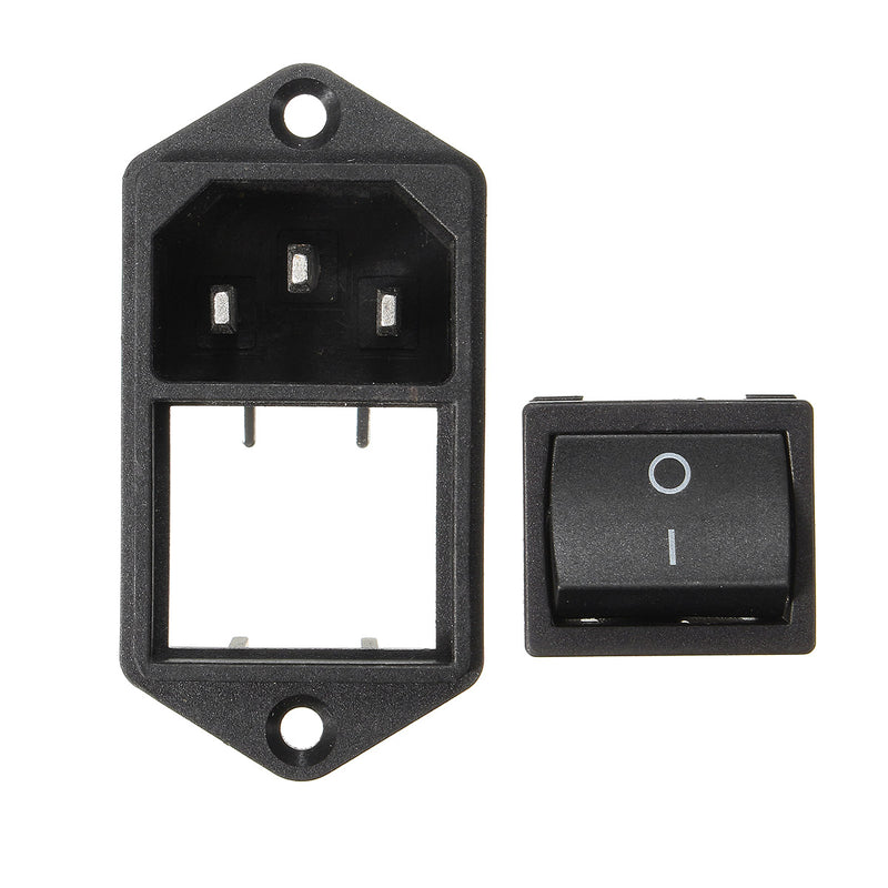 1pcs 10A 250V 3Pin IEC320 C14 Inlet Module Plug Fuse With Switch Male Power Socket