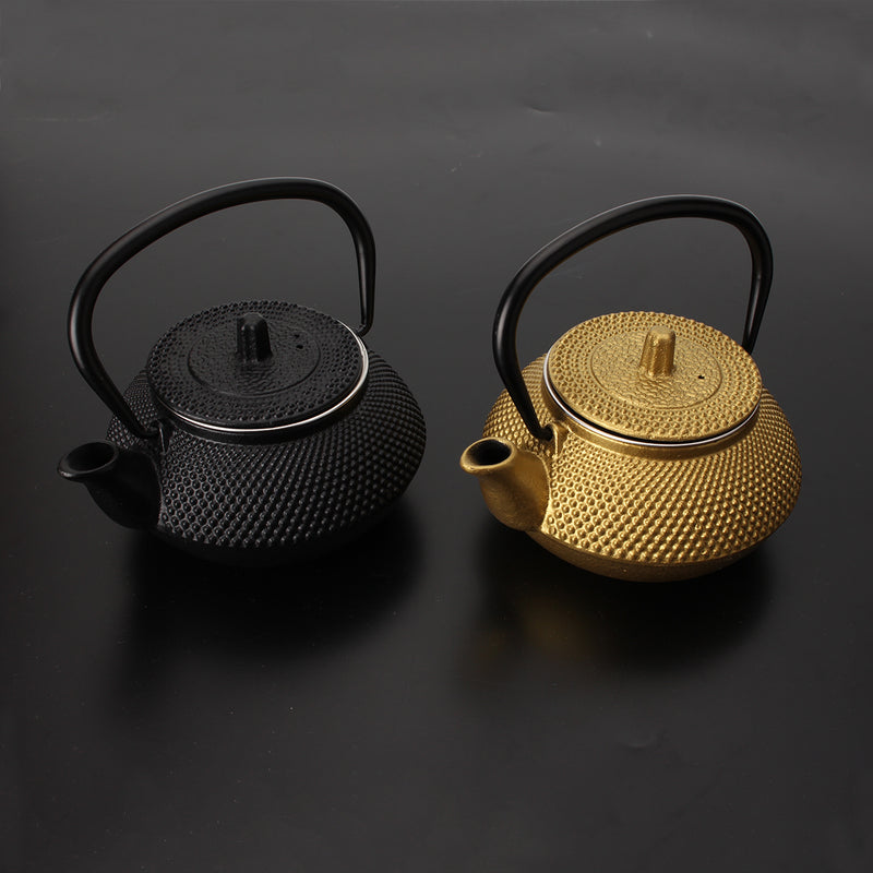 300ml Black/Gold Cast Iron Kettle Japanese Style Teapot with Strainer Tea Pot