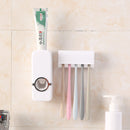 1 Set Creative Automatic Toothpaste Dispenser with Toothbrush Holder Bathroom Water Resistant Sticky Toothpaste Squeezer