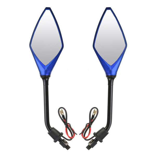 8mm 10mm Pair Motorcycle Rear View Mirrors Side Wind 12V LED Indicator Light Turn Signal