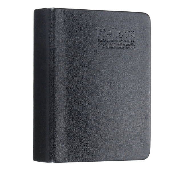 Small vintage ultra-thin leather notepad with gold rim Notebook