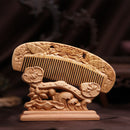 Carved Wooden Comb Natural Peach Wood Anti-Static Massage Comb Retro Chinese Style Combs