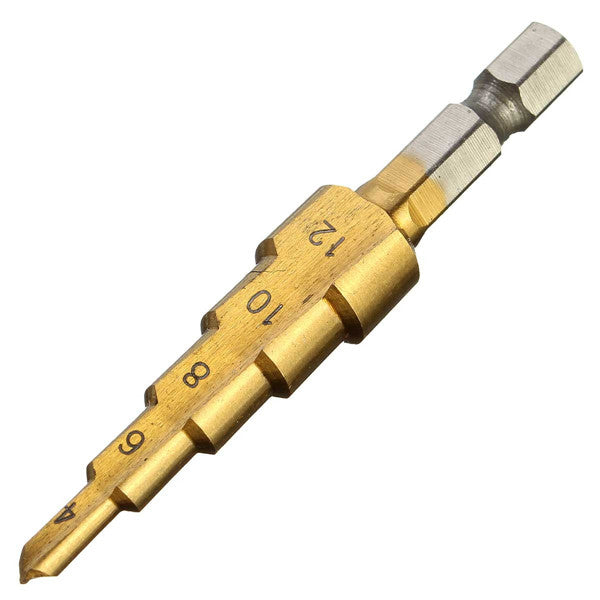 3pcs HSS Step Cone Drill Bit Titanium Hole Cutter Set 3-12/4-42/4-20mm