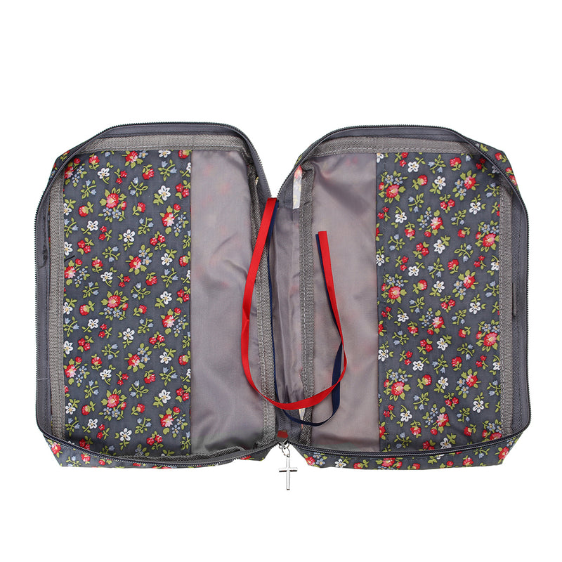 Bible Sturdy Cover Scripture Floral Canvas Hand Carry Handle Bag Storage