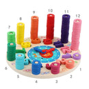 Baby Kids Wooden Rainbow Digital Clock Alarm Clock Cognitive Learning Toy Gifts