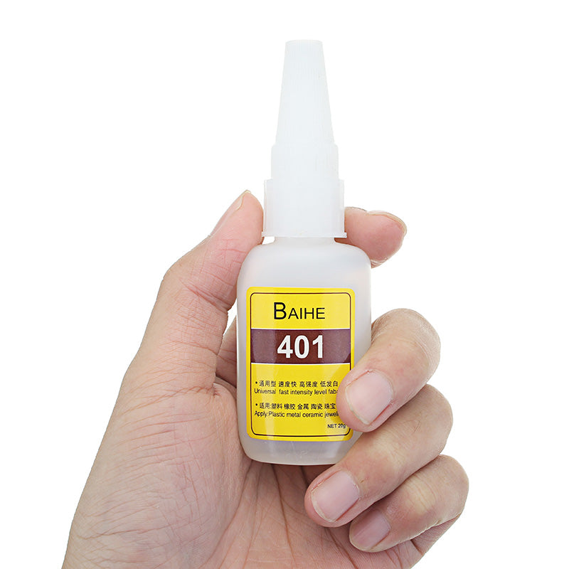 BAIHERE 401 High Strength Quick Drying Glue Instant Strong Adhesive High Temperature Low Bloom 20g