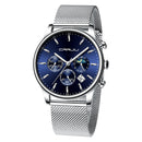 CRRJU 2266 Fashion Full Steel Mesh Calendar Chronograph 24hours Men Quartz Watch
