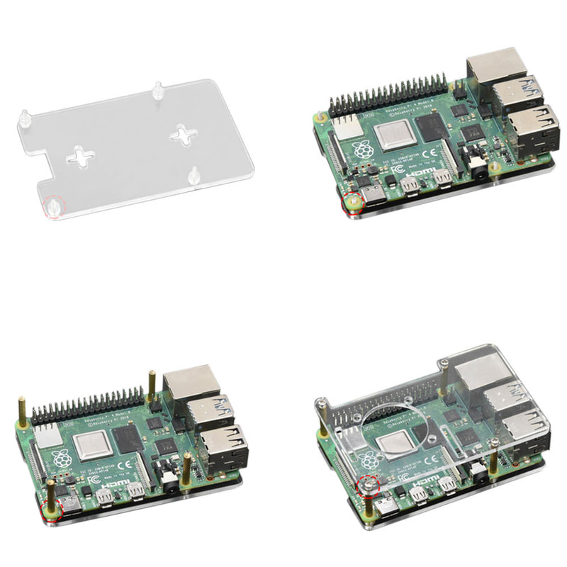 Transparent 2-Layer Acrylic Shell Support Fan for Raspberry Pi 4B 3D Printer
